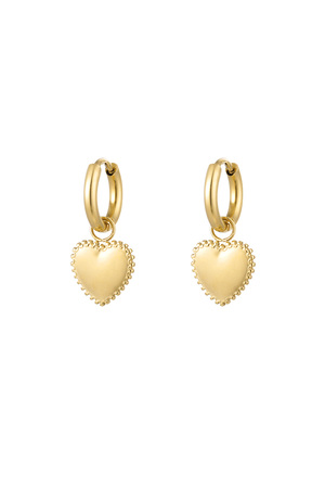 Earrings decorated heart small - gold h5 