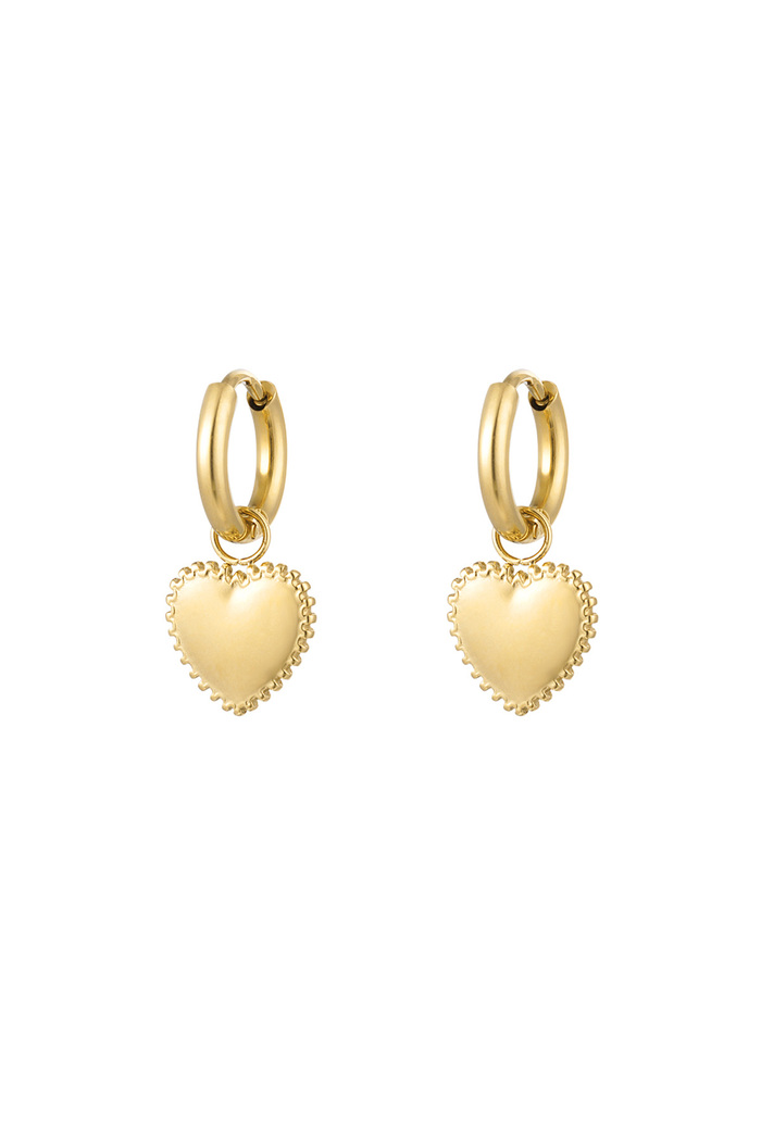 Earrings decorated heart small - gold 
