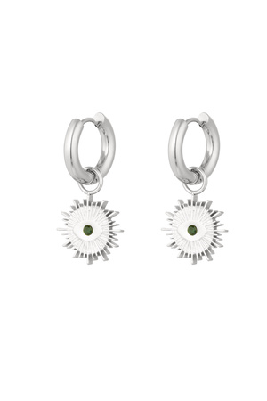 Earrings round eye charm - silver Stainless Steel h5 