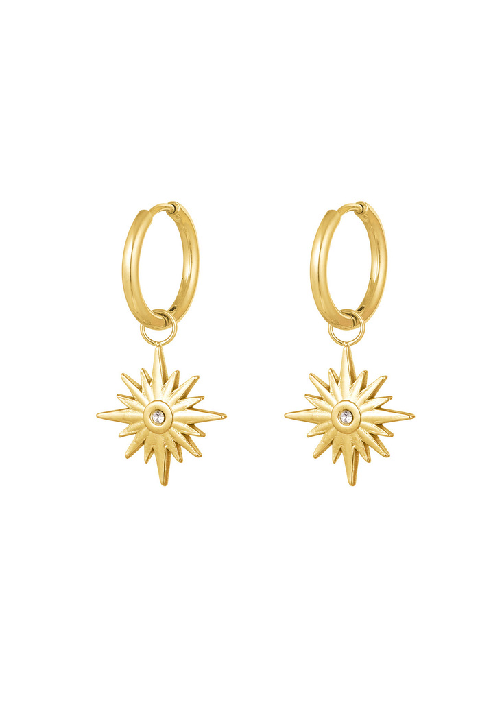 Earrings star with stone - gold 