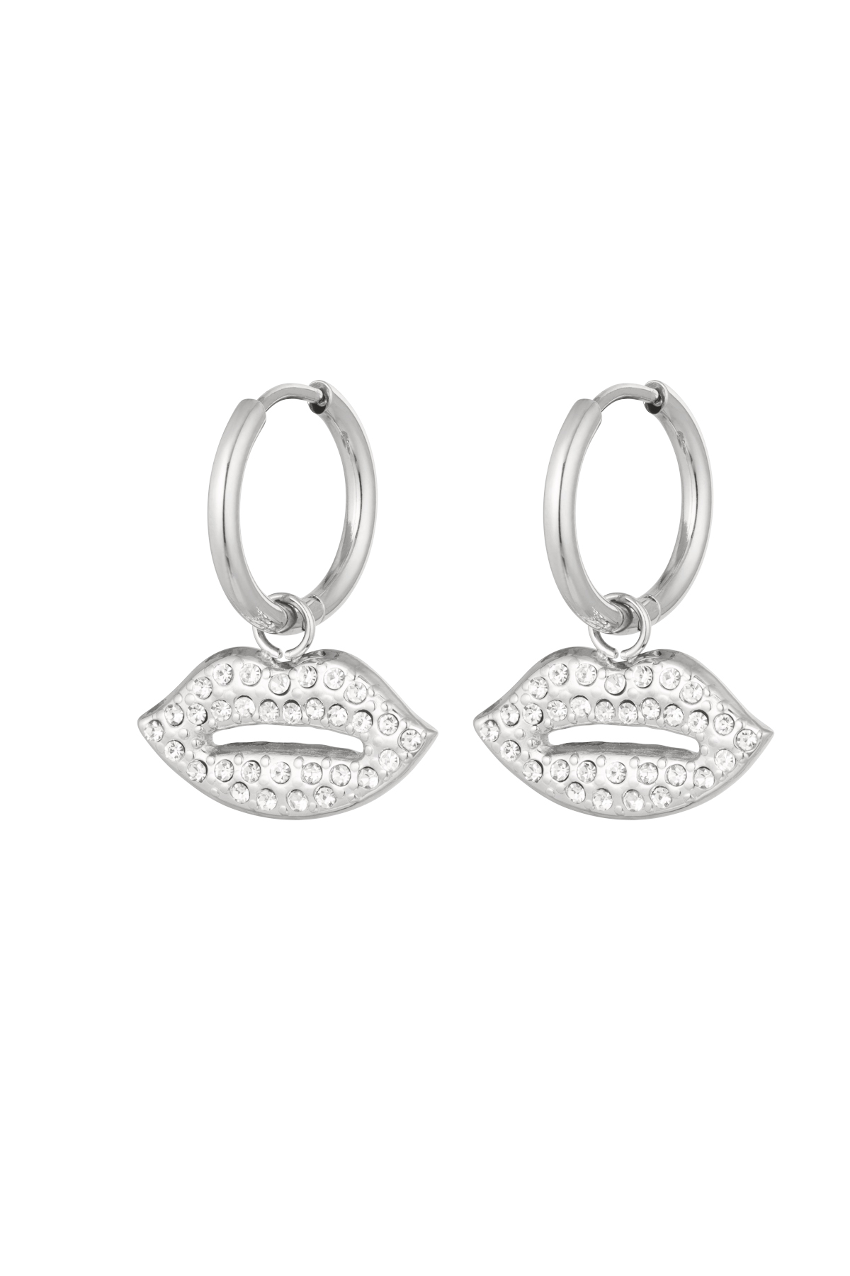 Earrings lips charm - silver Stainless Steel h5 