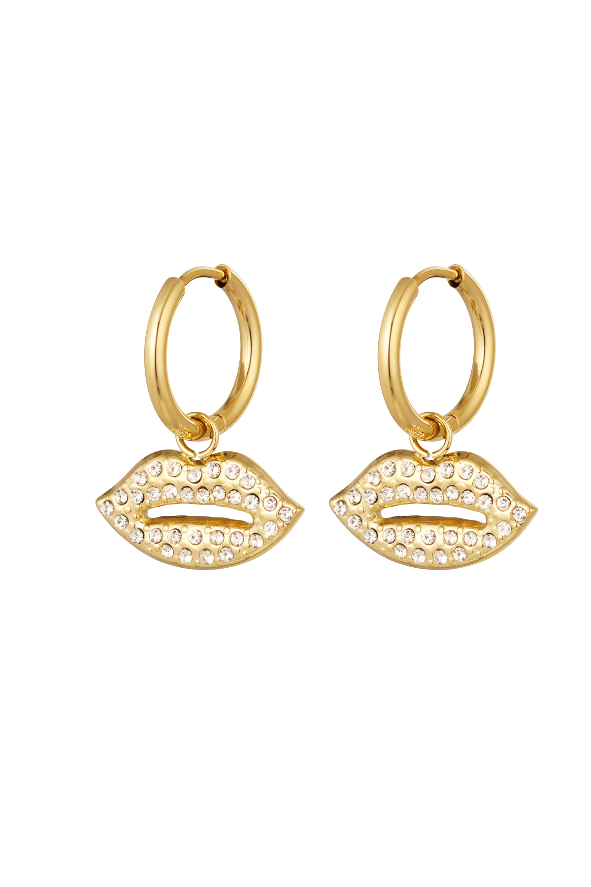Earrings lips charm - gold Stainless Steel h5 