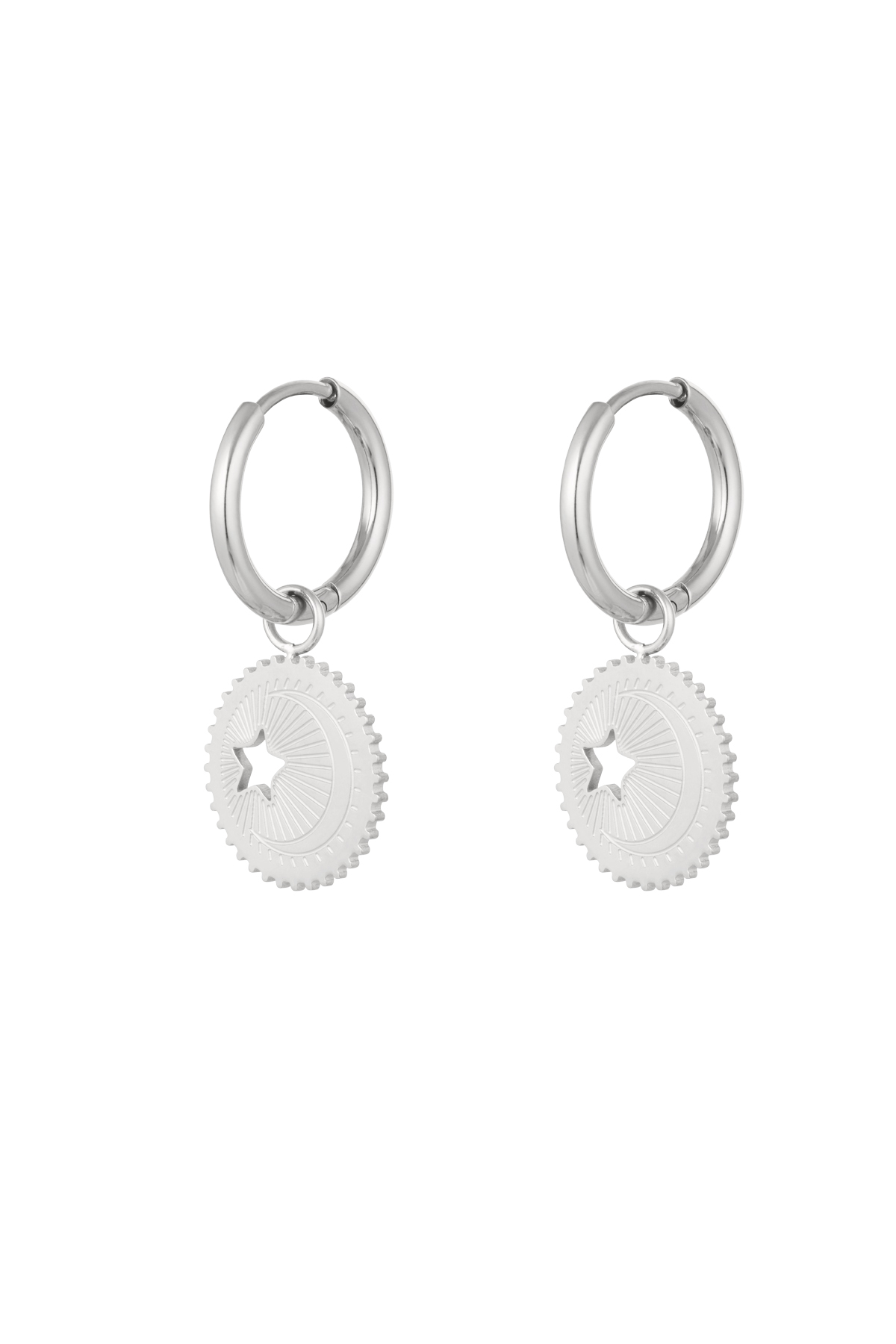 Earrings star coin - silver Stainless Steel h5 