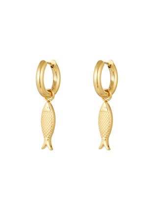 Earrings with fish charm - gold Stainless Steel h5 
