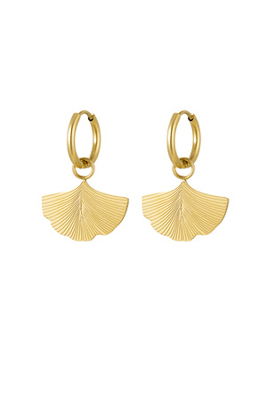 Earrings with leaf charm - gold h5 