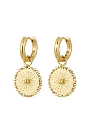 Earrings coin with balls - gold h5 