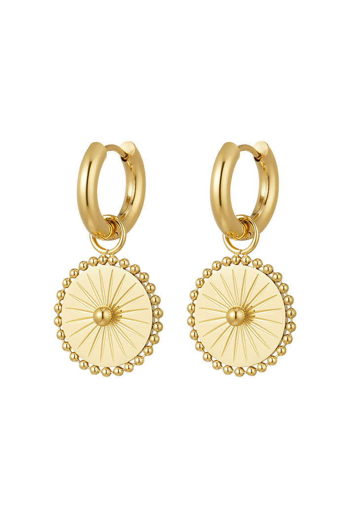 Earrings coin with balls - gold 