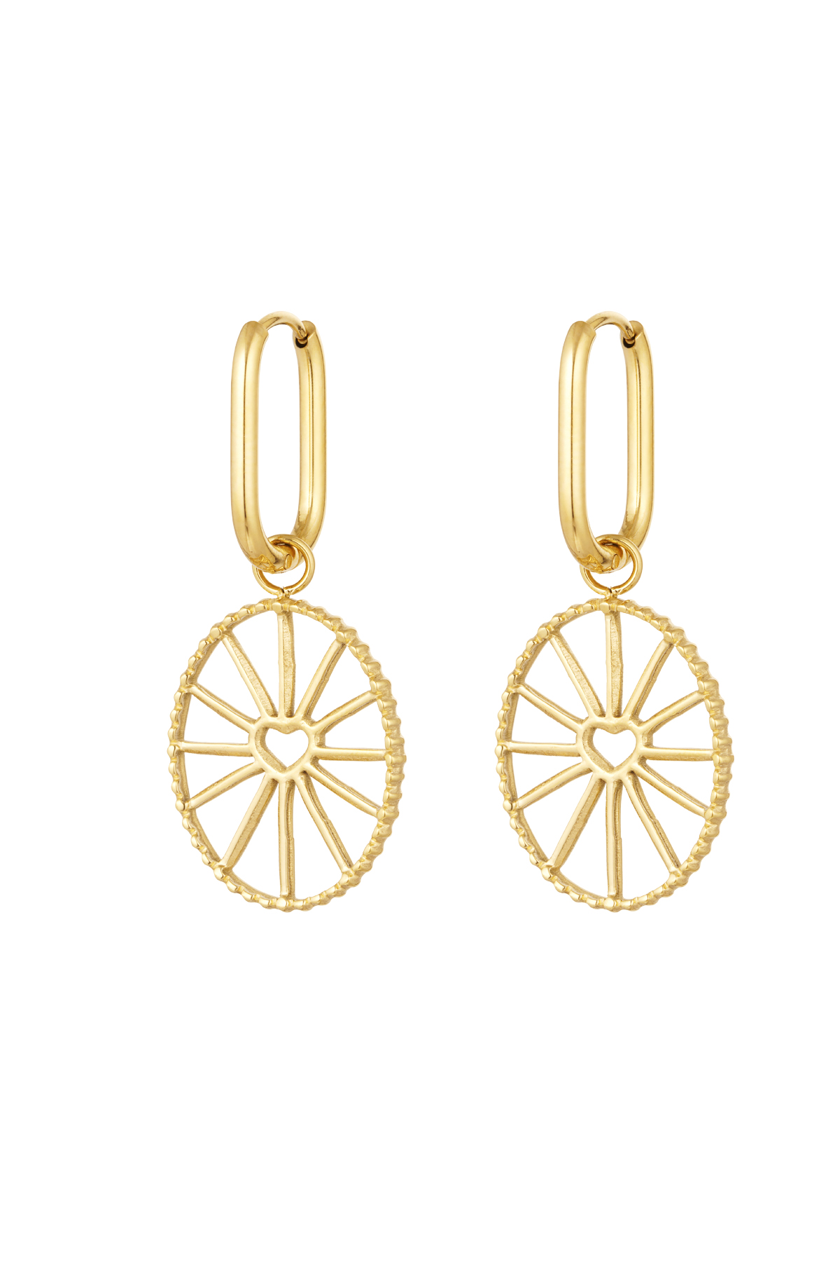 Oorbellen hartjes spin coin - goud Stainless Steel