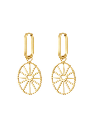 Earrings hearts spin coin - gold Stainless Steel h5 