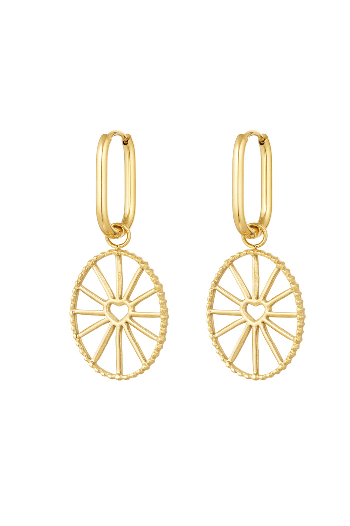 Earrings hearts spin coin - gold Stainless Steel 