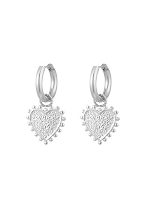 Earrings decorated heart - silver h5 