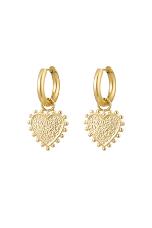 Earrings decorated heart - gold h5 