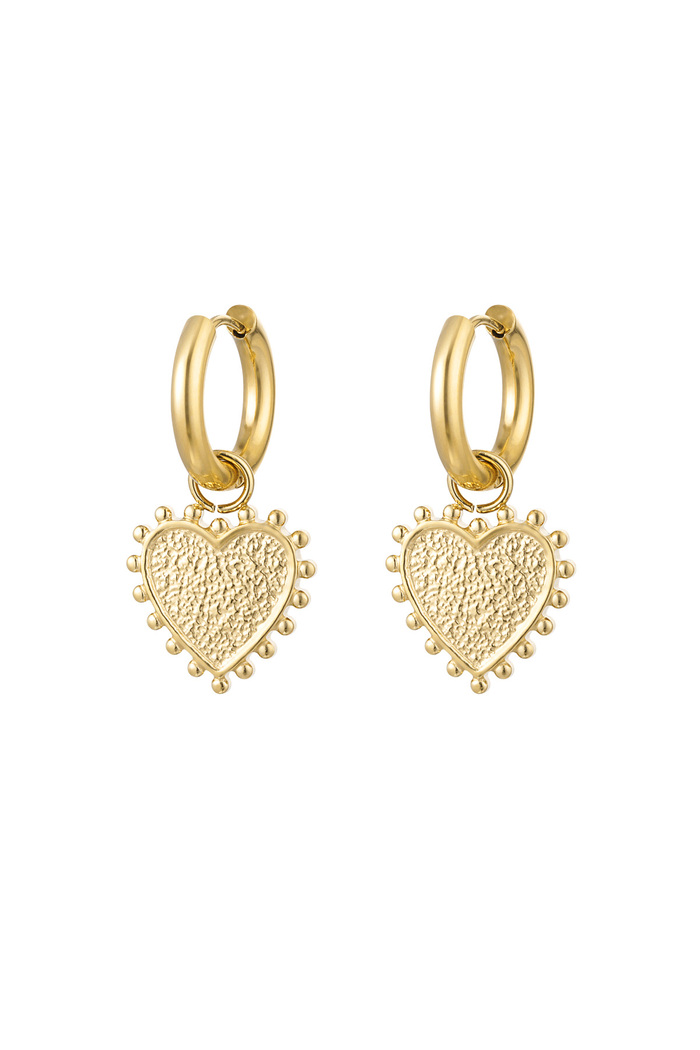 Boucles d'oreilles coeur décoré - or 
