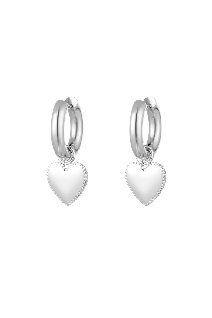 Earrings cute heart - silver 
