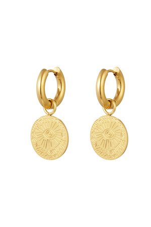 Earrings eye coin - gold Stainless Steel h5 
