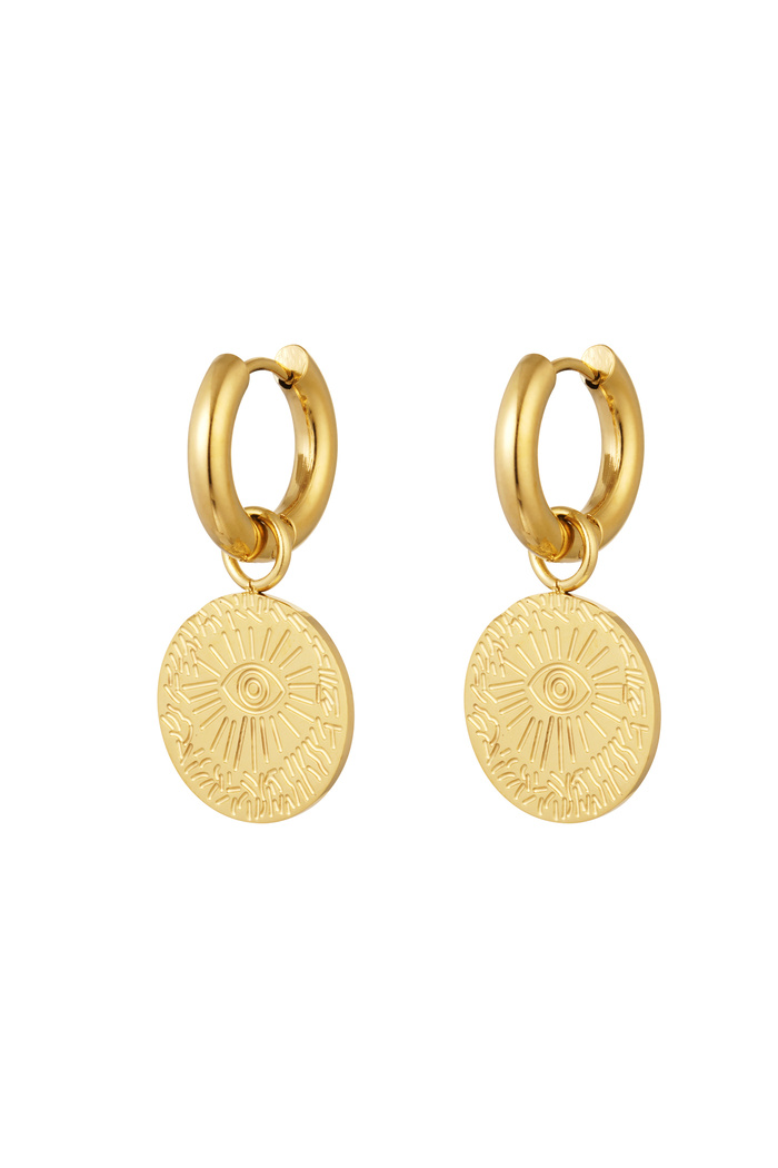 Earrings eye coin - gold Stainless Steel 