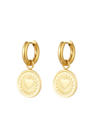 Earrings heart coin - gold Stainless Steel h5 