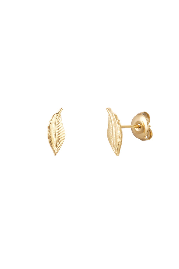 Ear stud feather - gold Stainless Steel