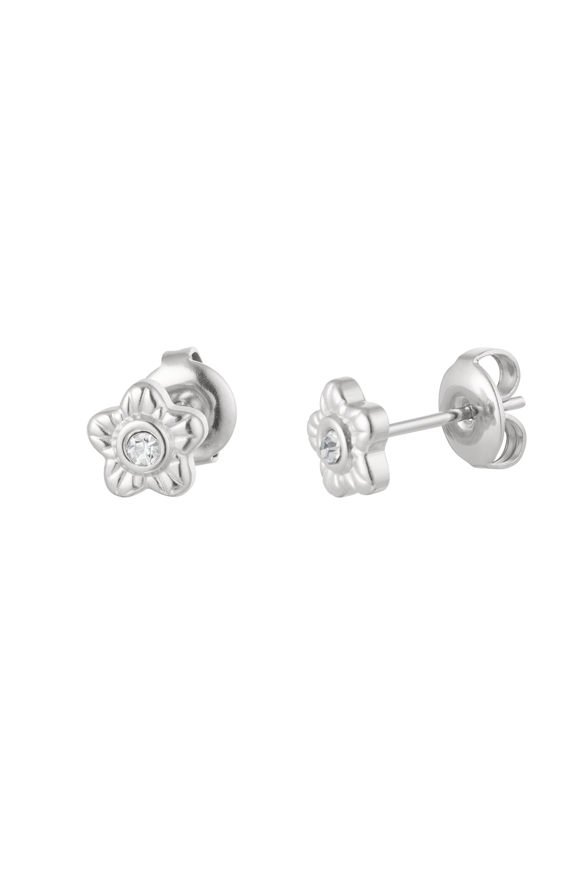 Ear studs flower - Silver Color color 2