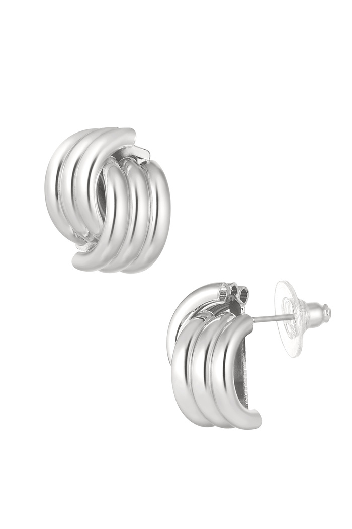 Earrings crossed link - silver 