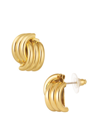 Earrings crossed link - gold h5 