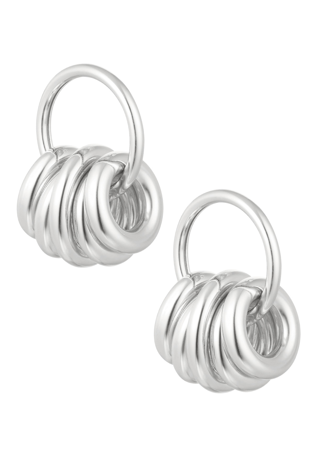 Earrings multiple rings - Silver Color color h5 