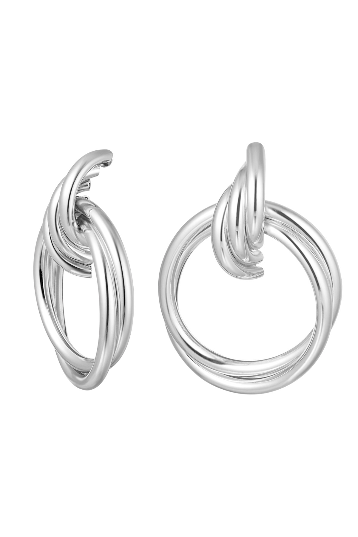 Earrings double hoops - silver Metal h5 