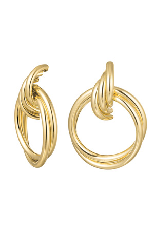 Ohrringe mit doppelten Creolen – goldenes Metall h5 