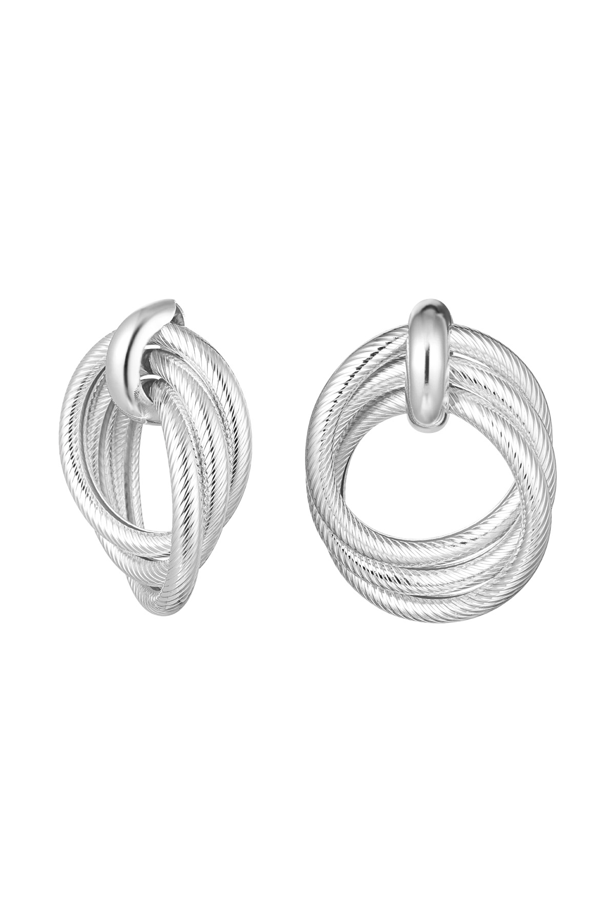 Statement Earrings Curves with print - Silver Color color h5 