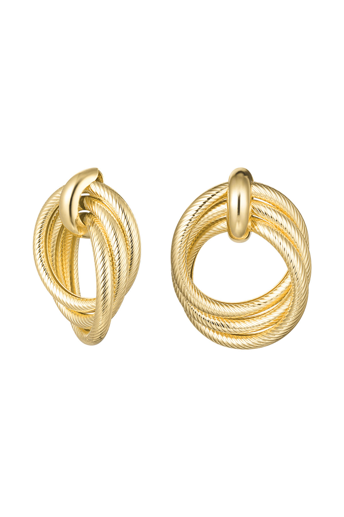 Statement Earrings Curves with print - Gold