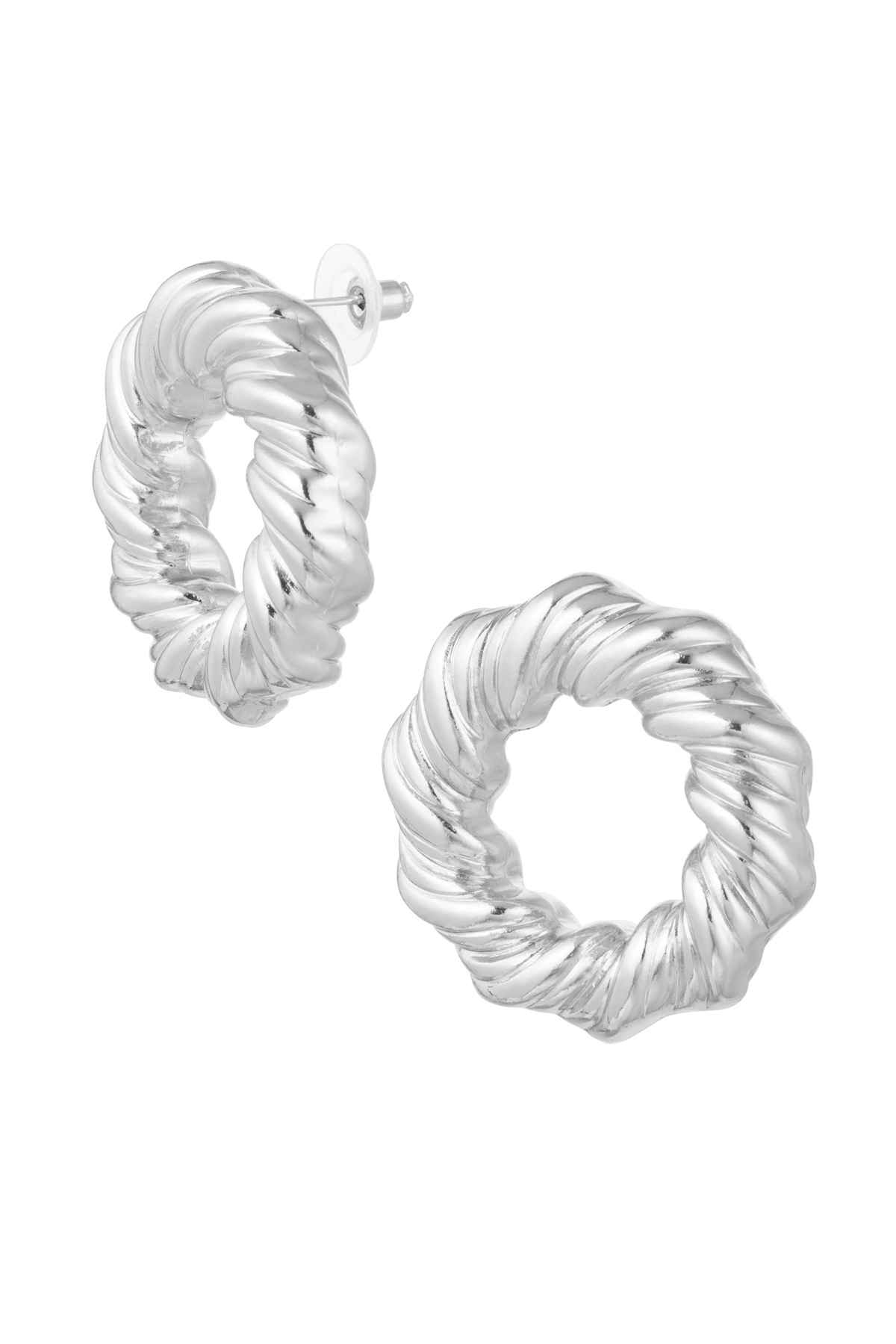 Earrings circle with print - silver h5 