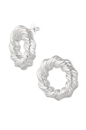 Earrings circle with print - silver h5 