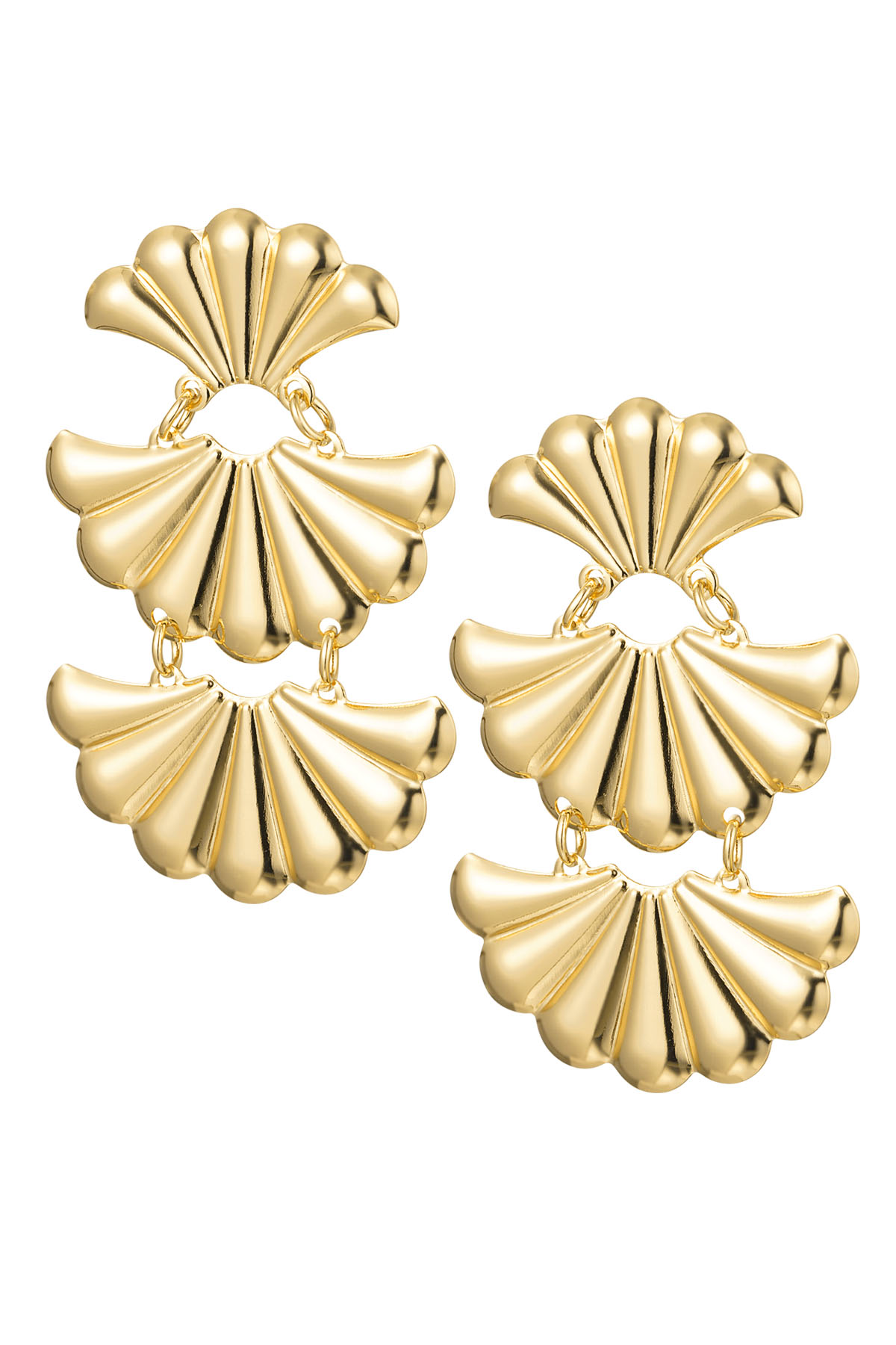 Ohrringe Statement 3 Muschel – Gold Metall