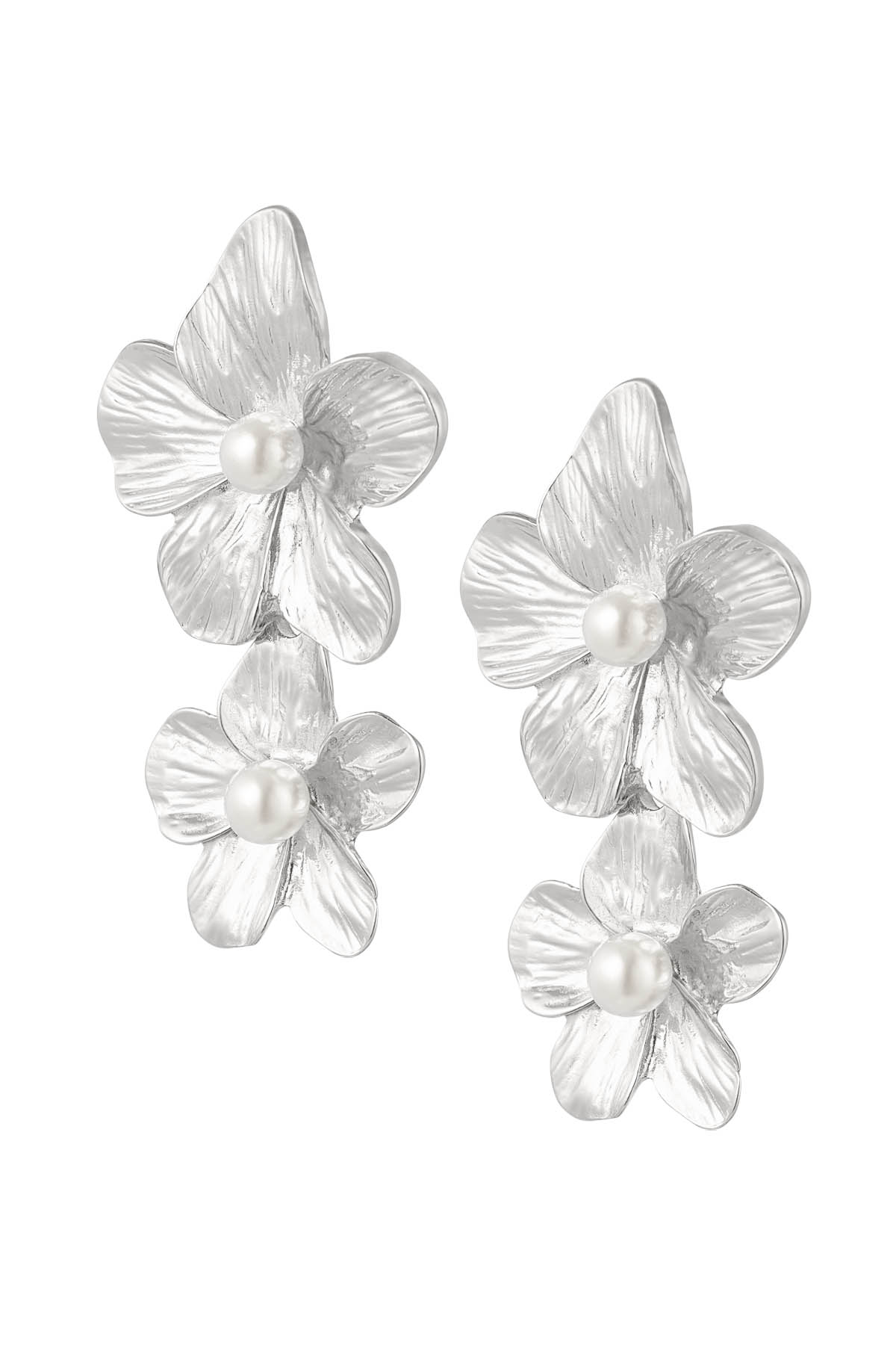 Earrings flowers - silver