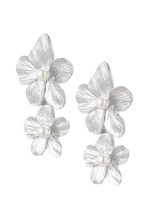 Earrings flowers - silver h5 