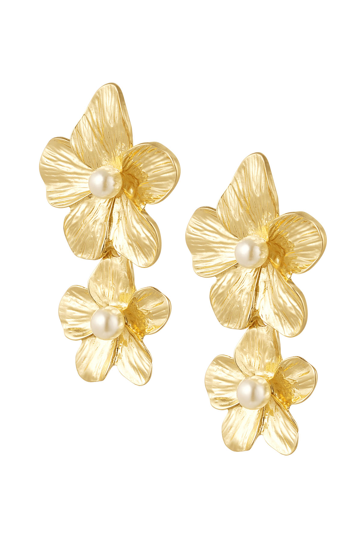 Earrings flowers - gold h5 