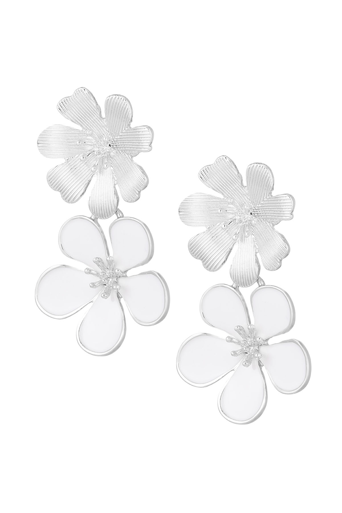 Earrings 2 times flower - silver