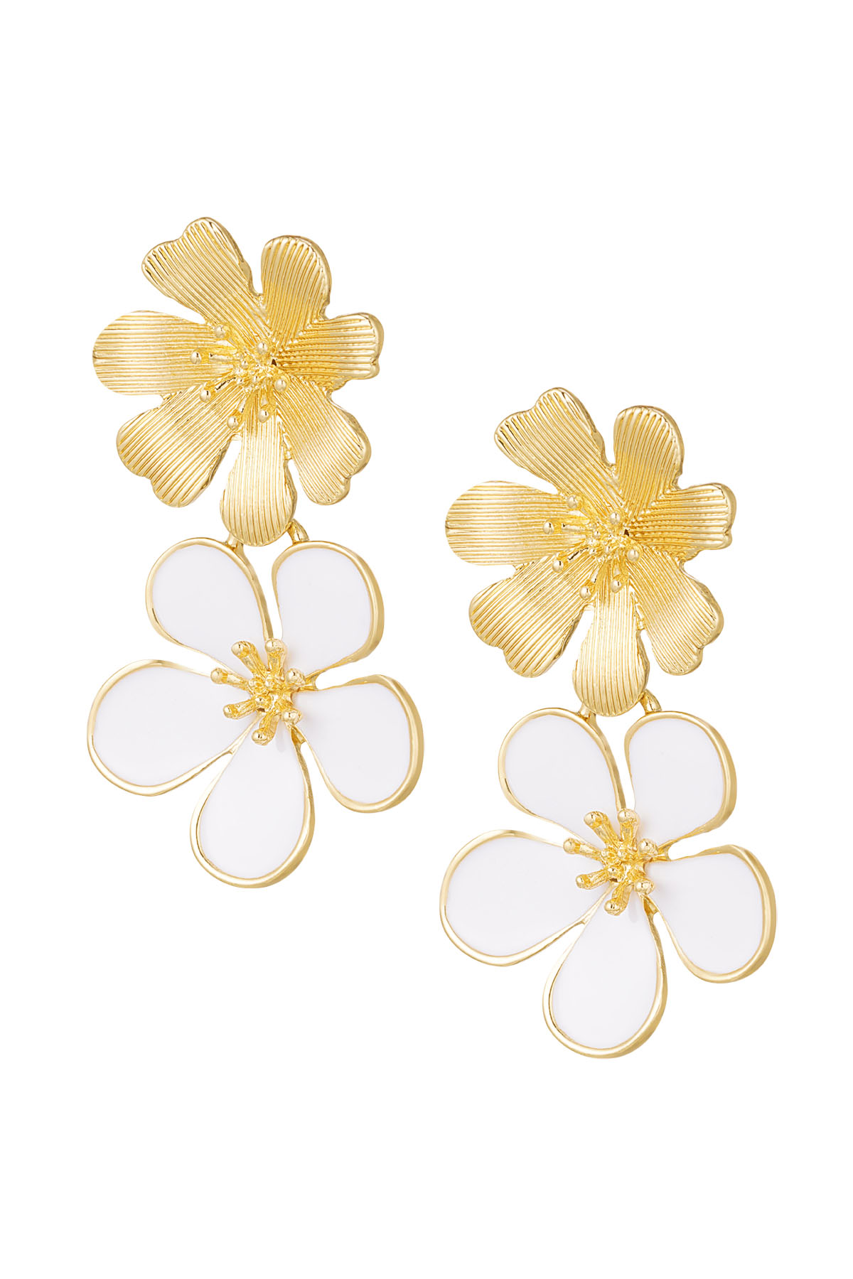 Earrings 2 times flower - gold h5 