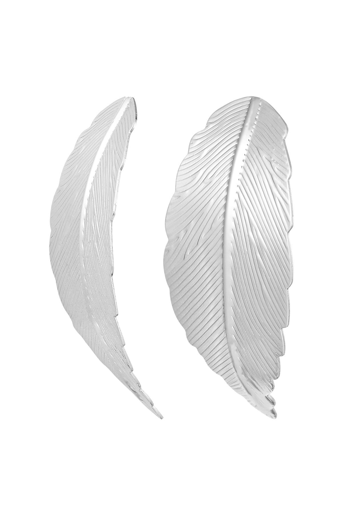 Earrings statement feather silver color Metal