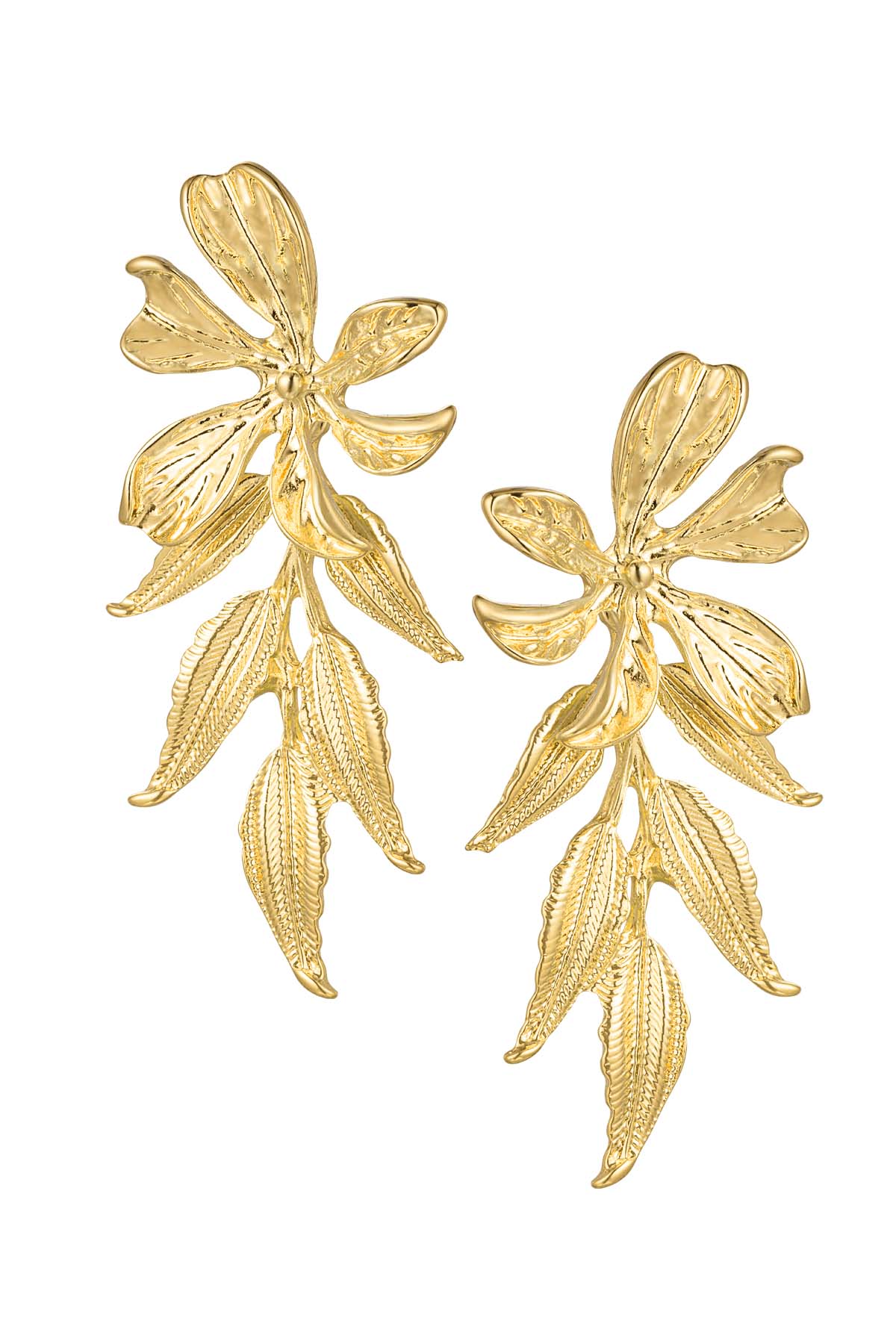 Statement earring studs flower power - Gold Color Alloy 2