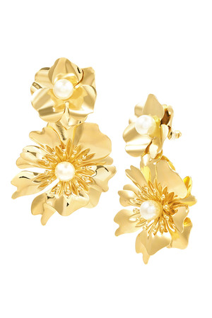 Earrings statement flower - gold h5 