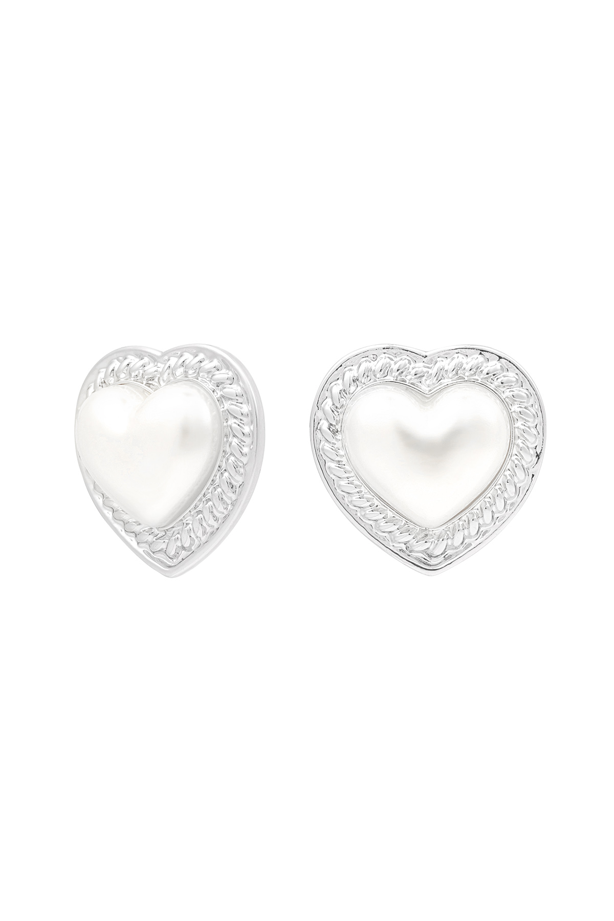 Earrings heart pearl - Silver Color color