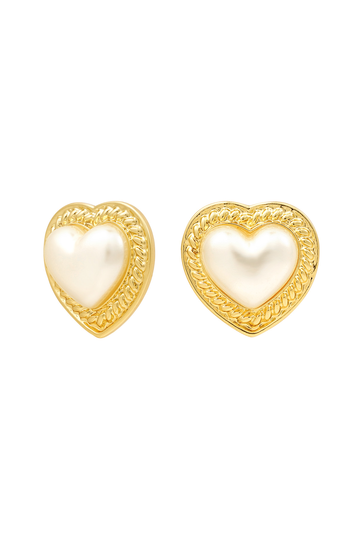 Earrings heart pearl - gold h5 