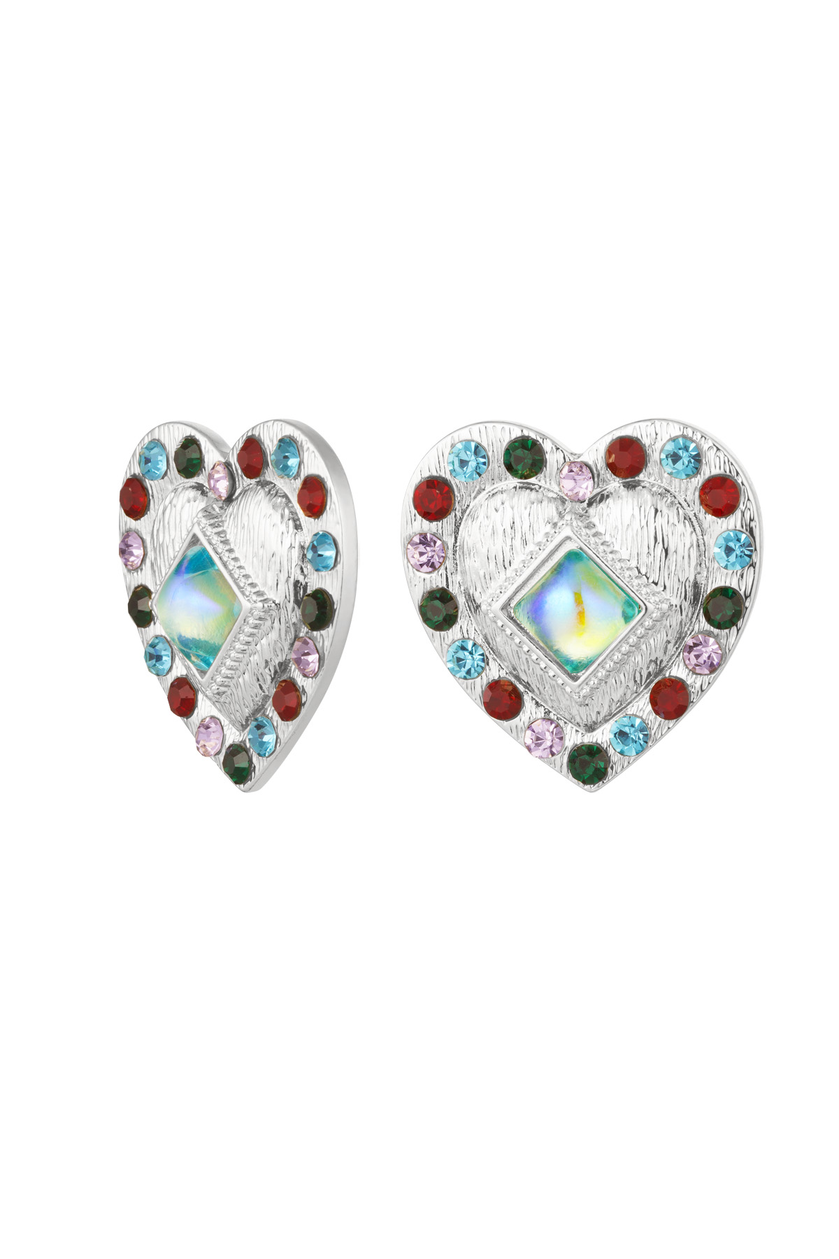 Ear studs colorful heart - silver h5 