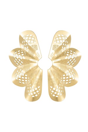 Ear stud half flower with print - gold Copper h5 
