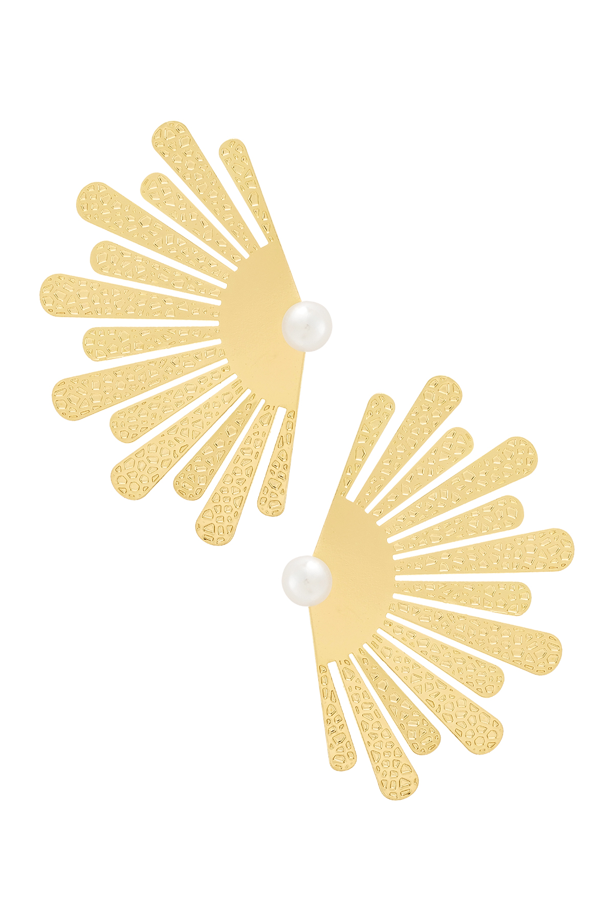 Boucles d'oreilles demi fleur avec perle - or