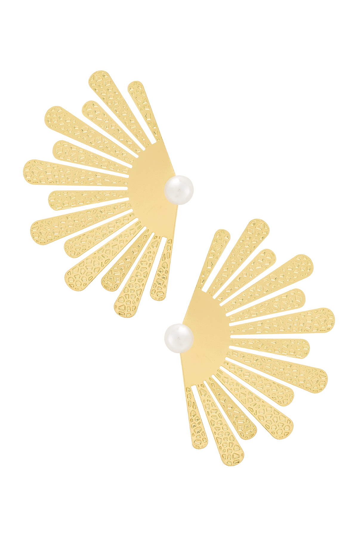 Ohrringe Halbblume mit Perle - Gold