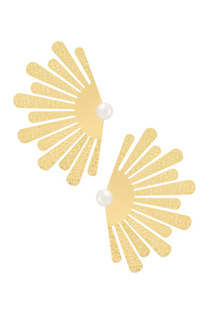 Boucles d'oreilles demi fleur avec perle - or h5 