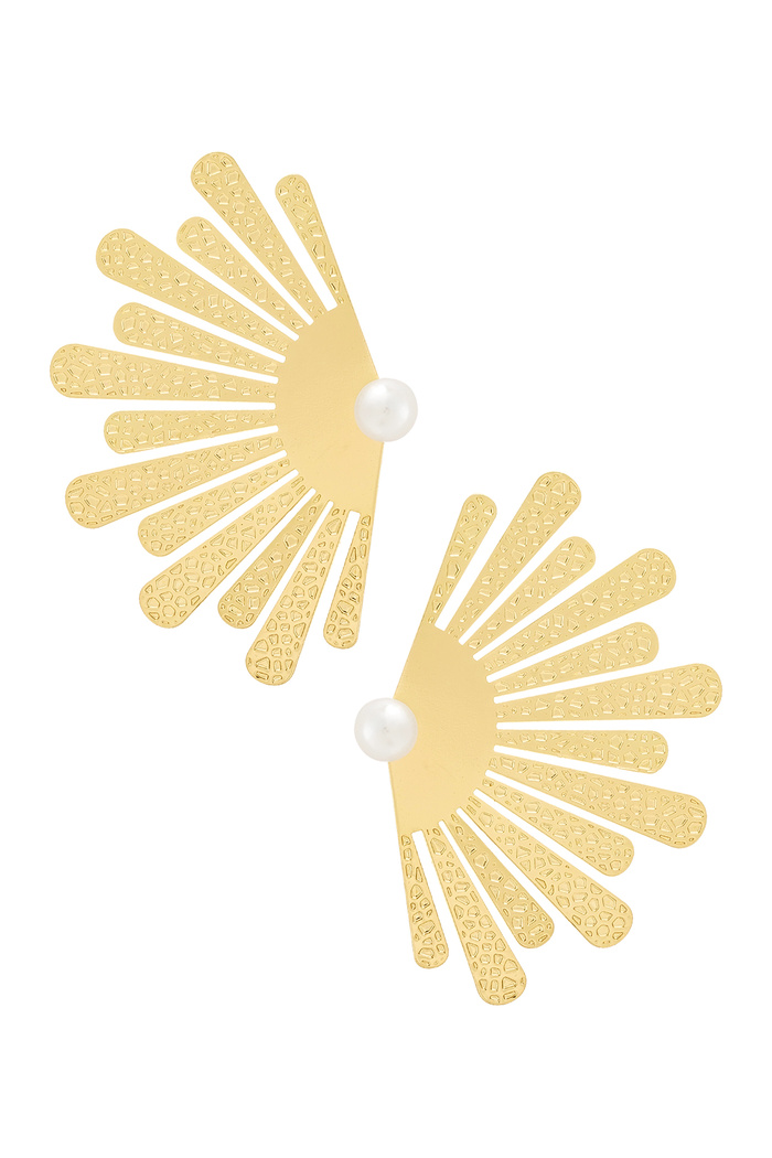 Pendientes media flor con perla - oro 