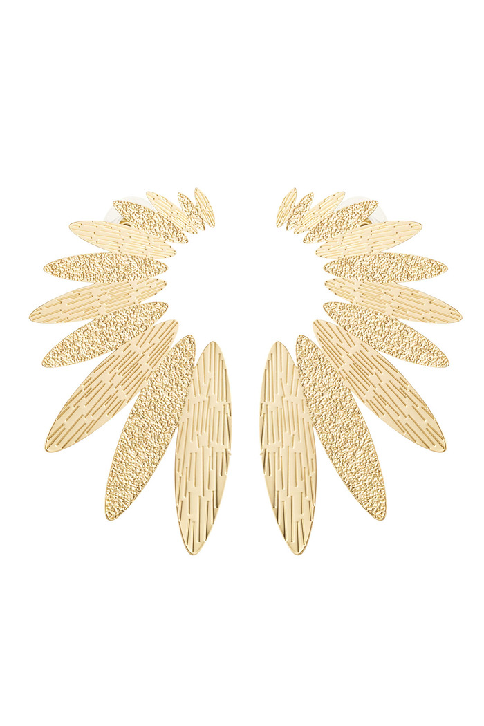 Statement earrings studs half flower - gold Copper 